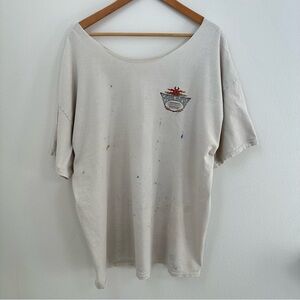 Panchos Surf Shop off the shoulder tee with paint splatter